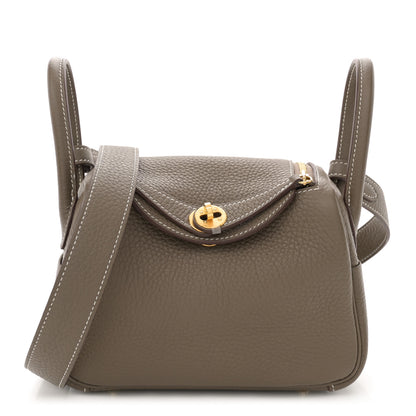 Hermes Taurillon Clemence Mini Lindy 20 Etoupe 1 of 11