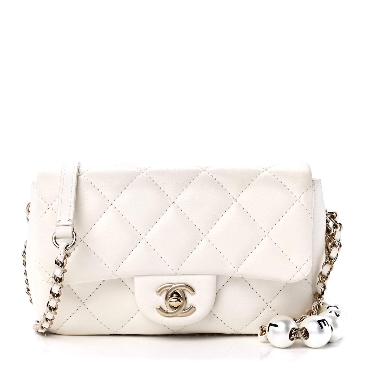 Lambskin Quilted Mini My Precious Flap White
