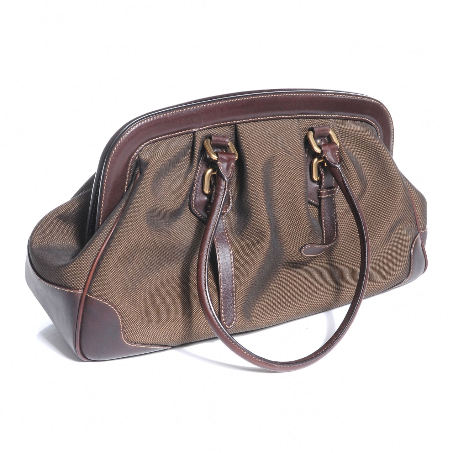 Jacquard Logo Frame Tote Brown