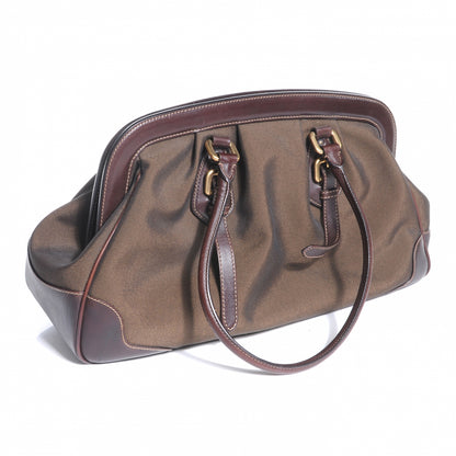 Prada Jacquard Logo Frame Tote Brown 3 of 7