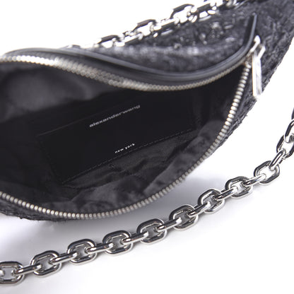 Alexander Wang Patent Tweed Chain Embellished Attica Belt Bag Black 6 of 11