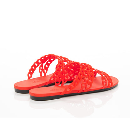 Hermes Rubber Chaine d'Ancre Nude Sandals 38 Pavot 4 of 7