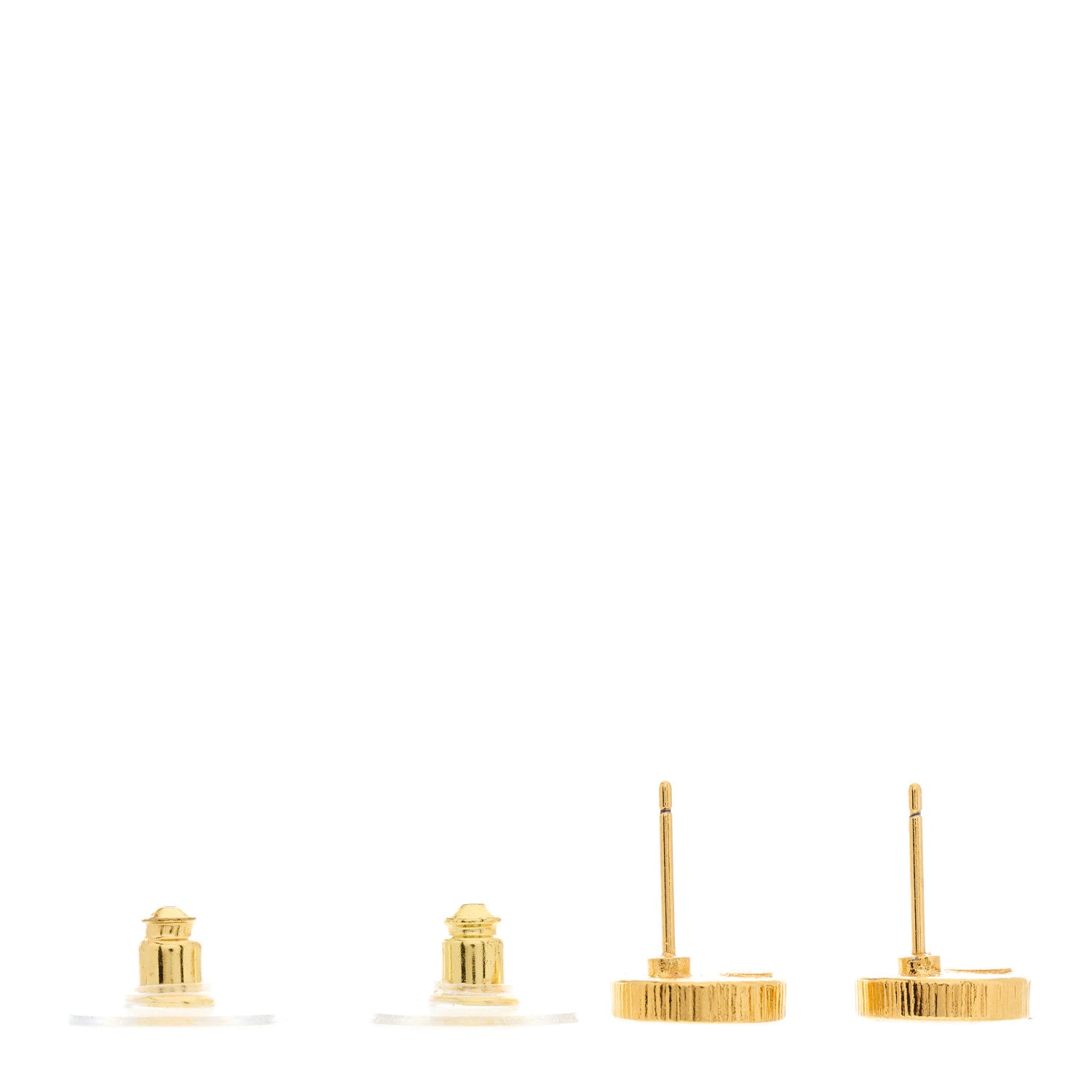 Chanel Metal Textured CC Round Earrings Gold Black 3 of 5