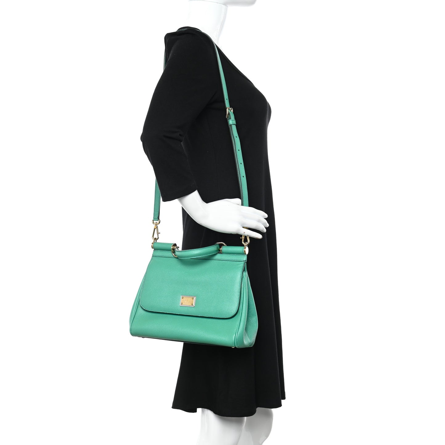 DOLCE &amp; GABBANA Dauphine Calfskin Medium Miss Sicily Satchel Verde Muschio