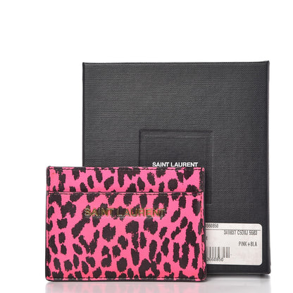 Saint Laurent Grain De Poudre Classic Letters Credit Card Case Fuchsia Black 20 of 20