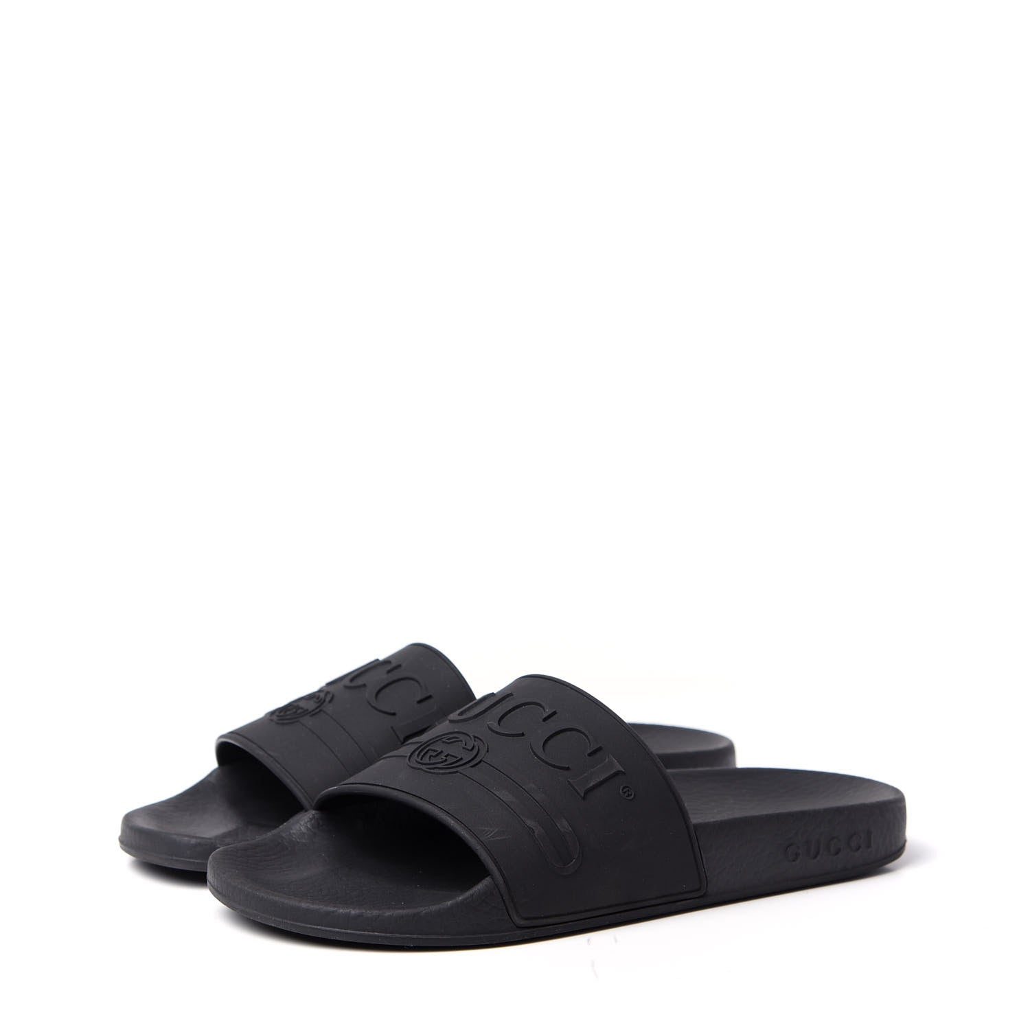 Gucci Rubber Womens Logo Slide Sandals 37 Black 3 of 10