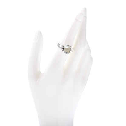 David Yurman Sterling Silver Diamond Prasiolite 11mm Deco Ring 54 6.75 2 of 5