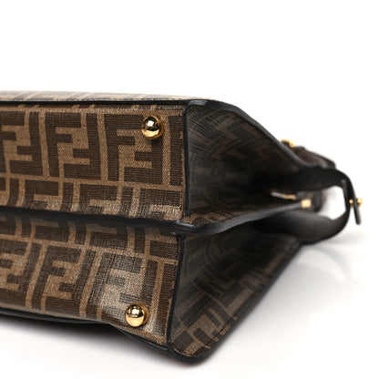 Fendi Glazed Fabric Vitello FF 1974 Hairdo Girls Inlay Medium Peekaboo Iconic Satchel Mogano Panna Multicolor 12 of 12
