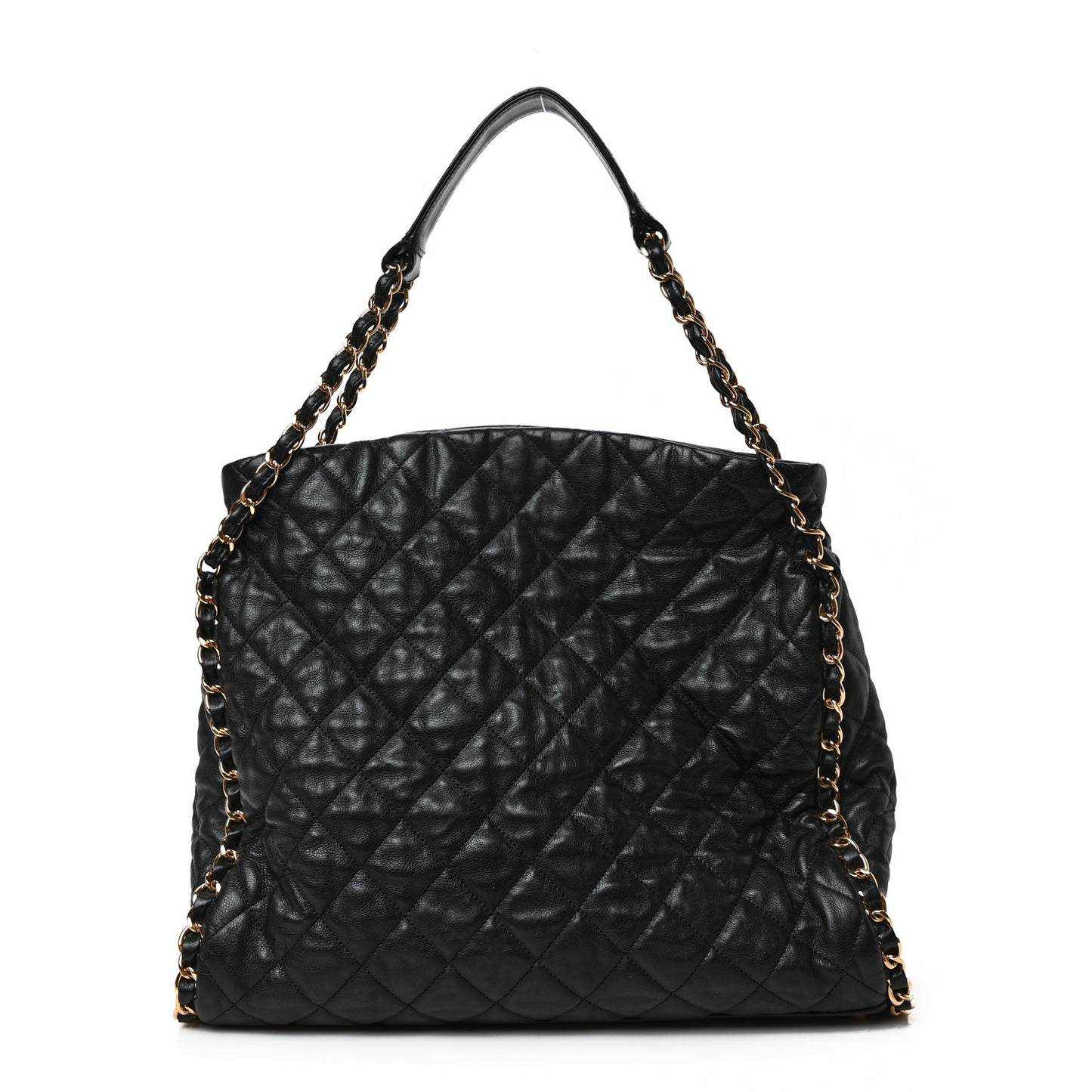 Calfskin Quilted Large Chain Me Hobo Black