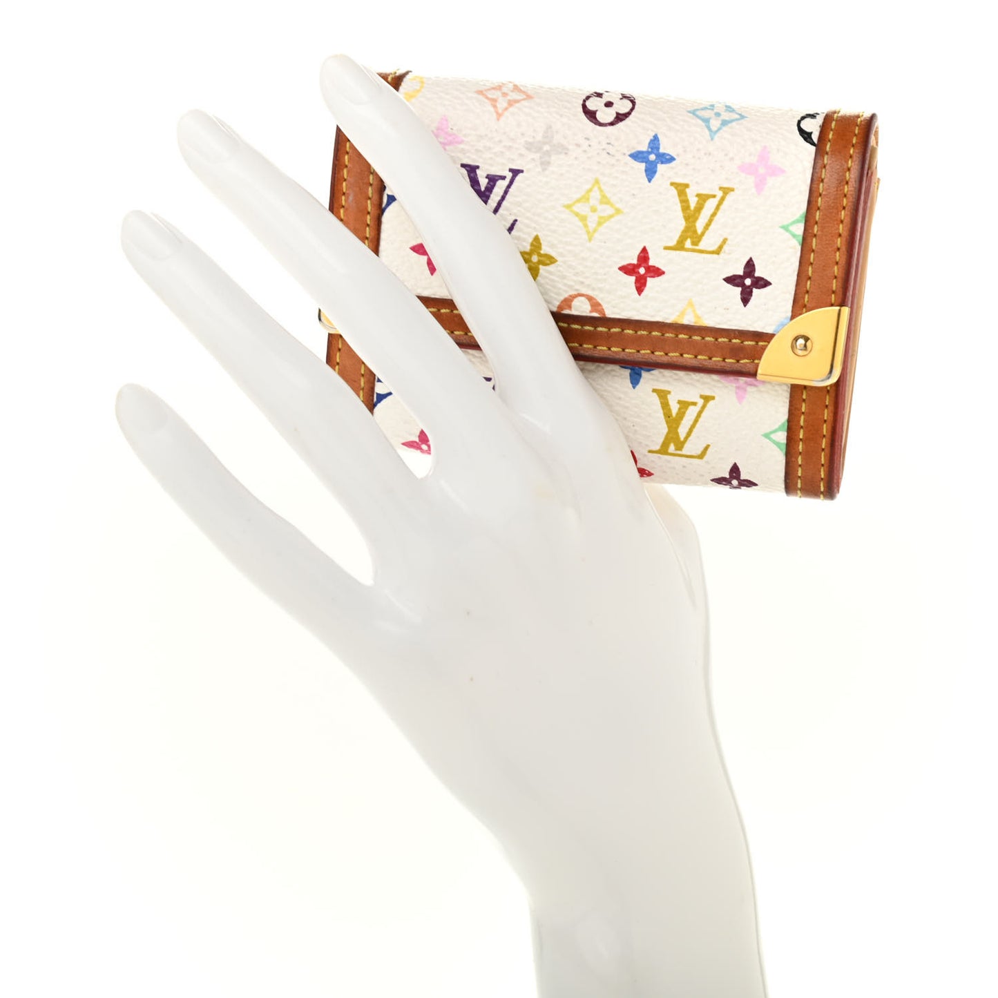 Monogram Multicolor Porte-Monnaie Plat Coin Purse White
