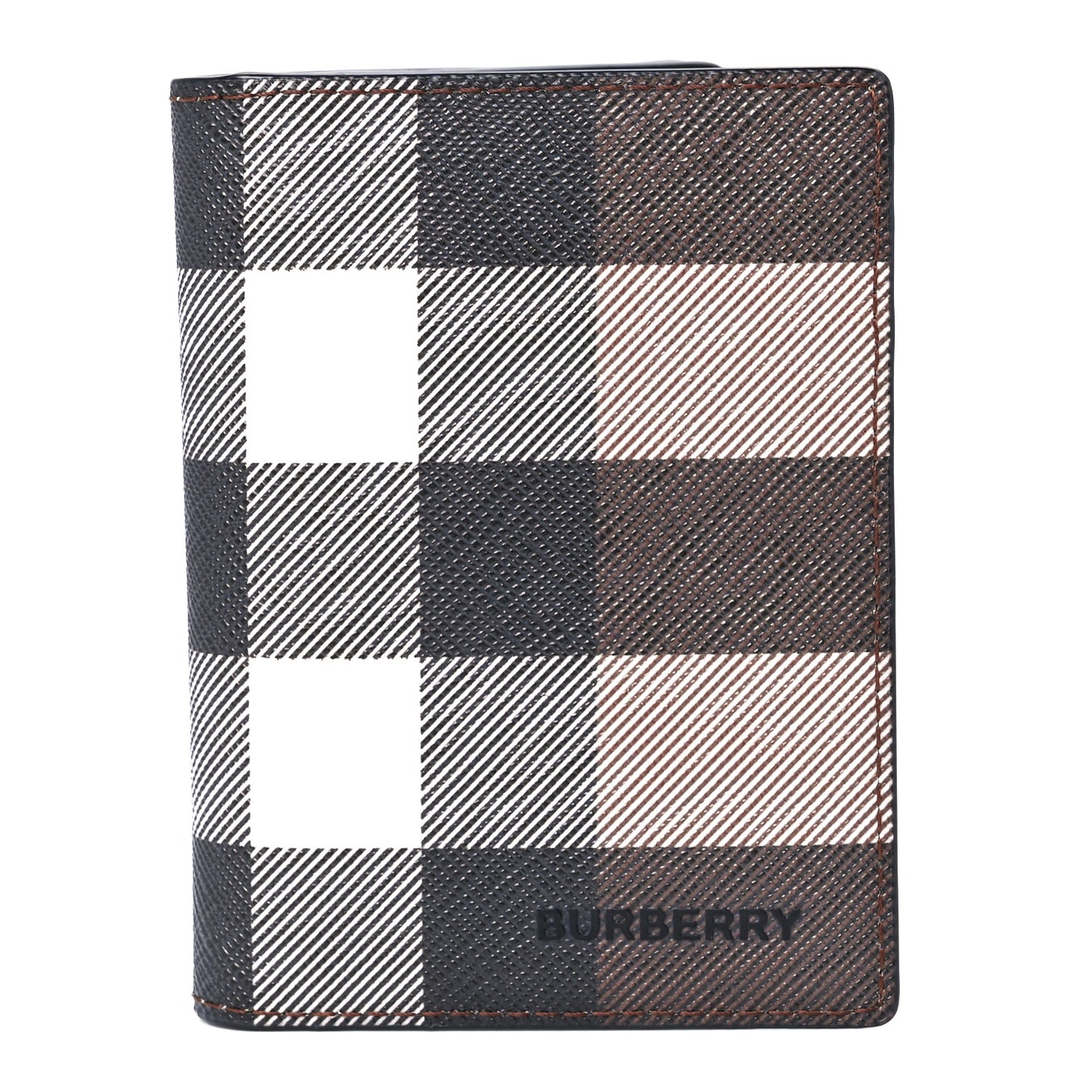 E-Canvas Check Folding Card Case Dark Birch Brown