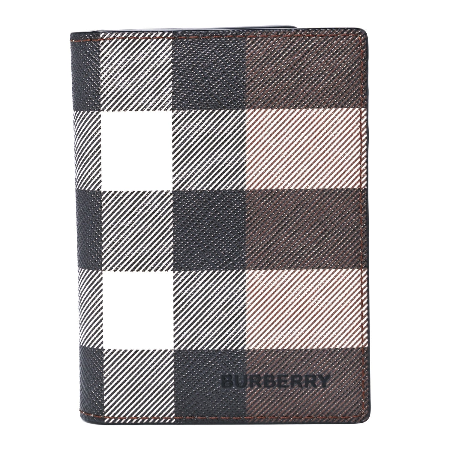 Burberry E-Canvas Check Folding Card Case Dark Birch Brown 1 of 15