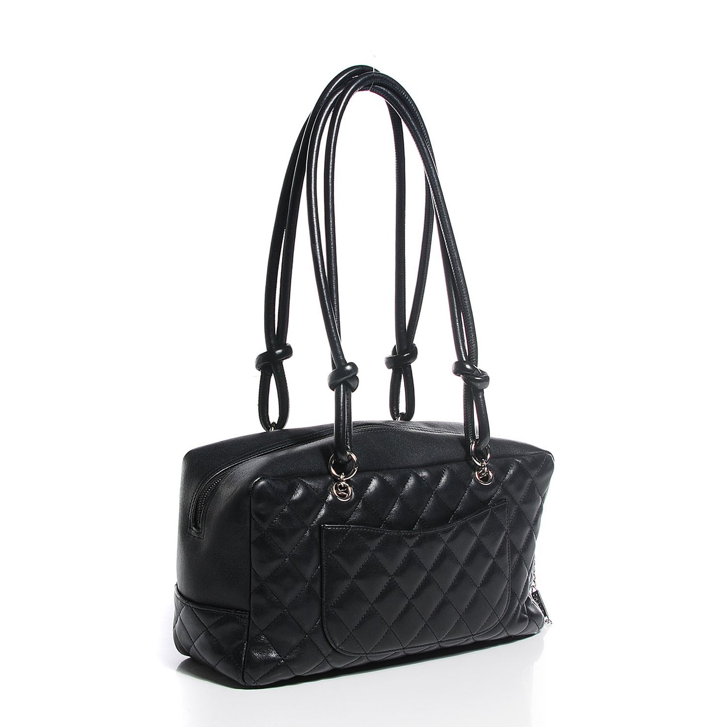 Calfskin Quilted Large Cambon Bowler Black White