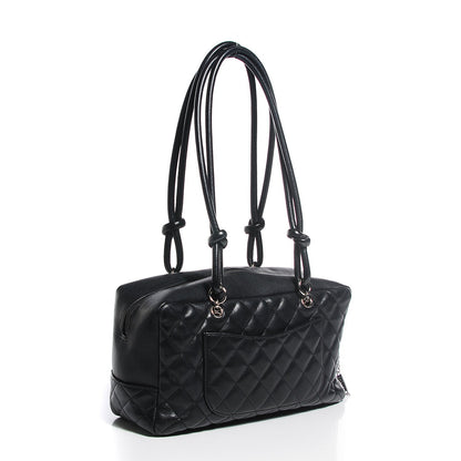 Chanel Calfskin Quilted Large Cambon Bowler Black White 3 of 8
