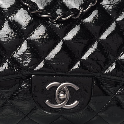 Chanel Crinkled Patent Quilted Jumbo Single Flap Black 7 of 13