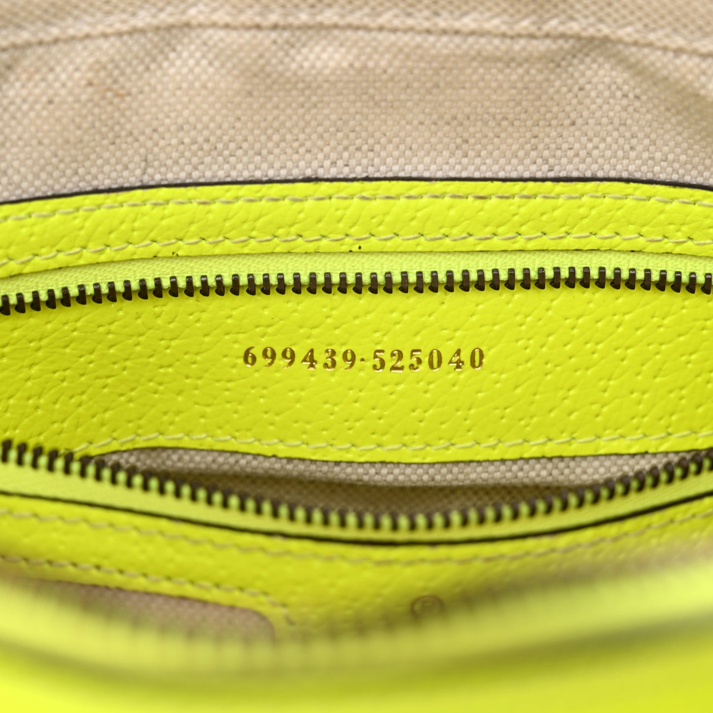 GG Supreme Monogram Textured Dollar Calfskin Web Ophidia Wristlet Shoulder Bag Beige Ebony Fluo Yellow