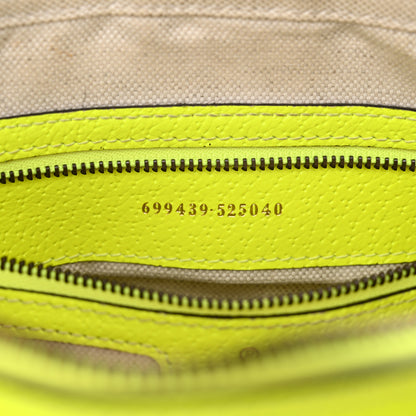 Gucci GG Supreme Monogram Textured Dollar Calfskin Web Ophidia Wristlet Shoulder Bag Beige Ebony Fluo Yellow 6 of 11