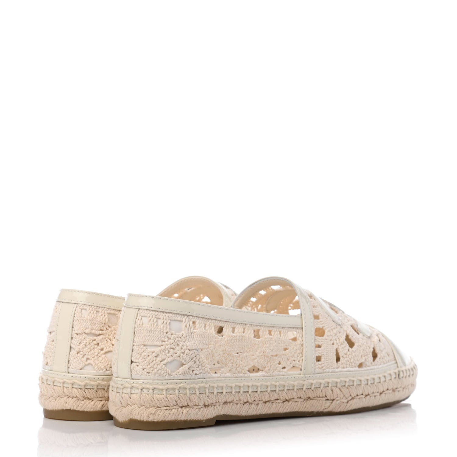 Chanel Macrame Patent CC Espadrilles 38 Beige Ivory 3 of 4