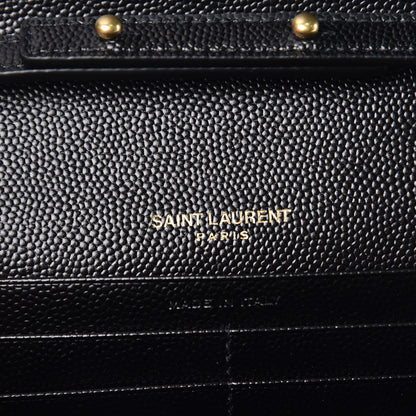 Saint Laurent Grain De Poudre Matelasse Chevron Monogram Chain Wallet Black 6 of 9