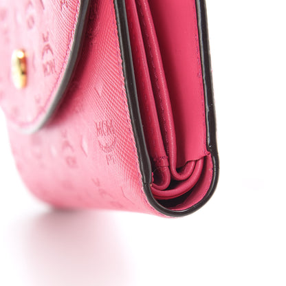 MCM Embossed Saffiano Tri-Fold Flap Wallet Pink 9 of 9