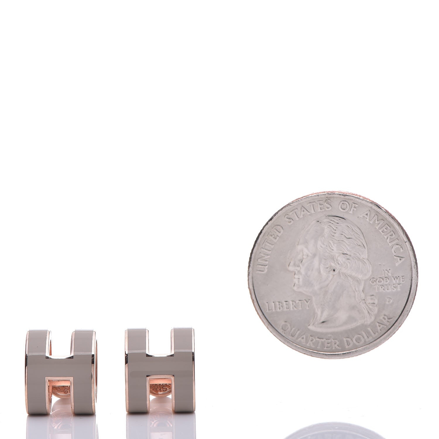 Hermes Rose Gold Lacquered Pop H Earrings Marron Glace 2 of 7