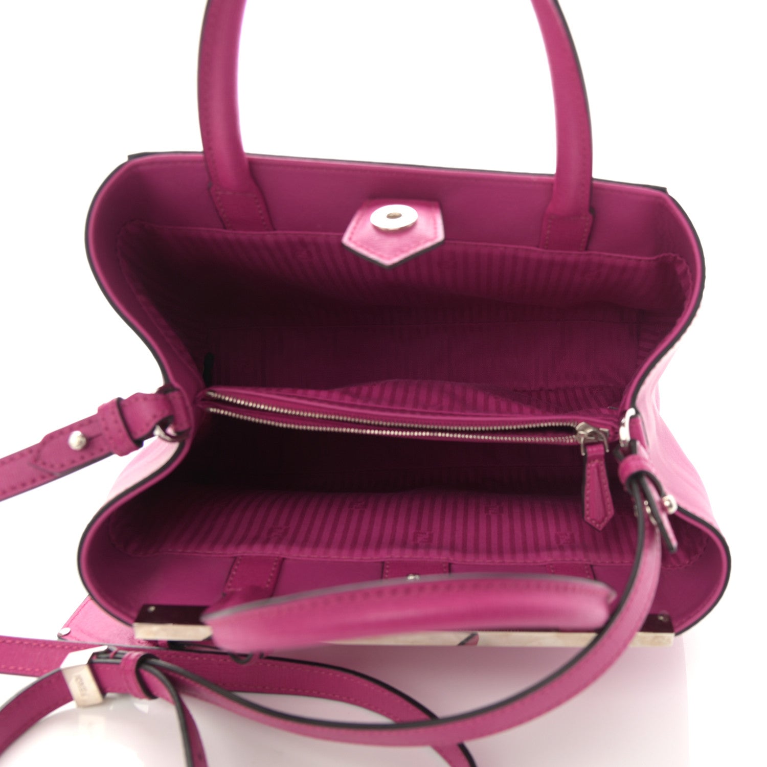 Fendi Vitello Elite Petite 2Jours Tote Magenta 4 of 9