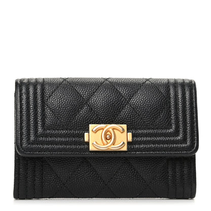 Chanel Caviar Quilted Boy Flap Card Holder Black 1 of 8