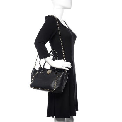 Valentino Garavani Vitello Small Rockstud Tote Black 2 of 14