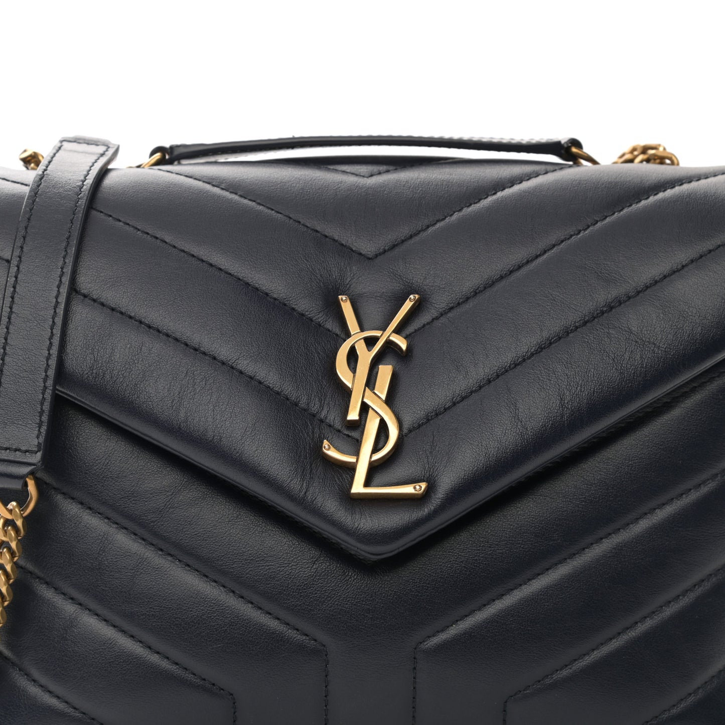 Calfskin Y Quilted Monogram Small Loulou Chain Satchel Denim Brut