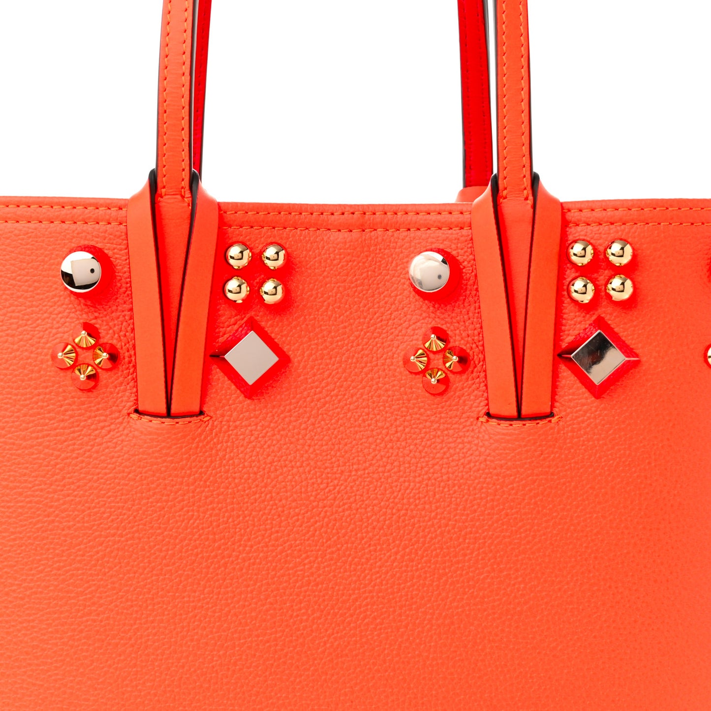 Calfskin Empire Spike Studded East West Cabata Tote Sunrise Multicolor