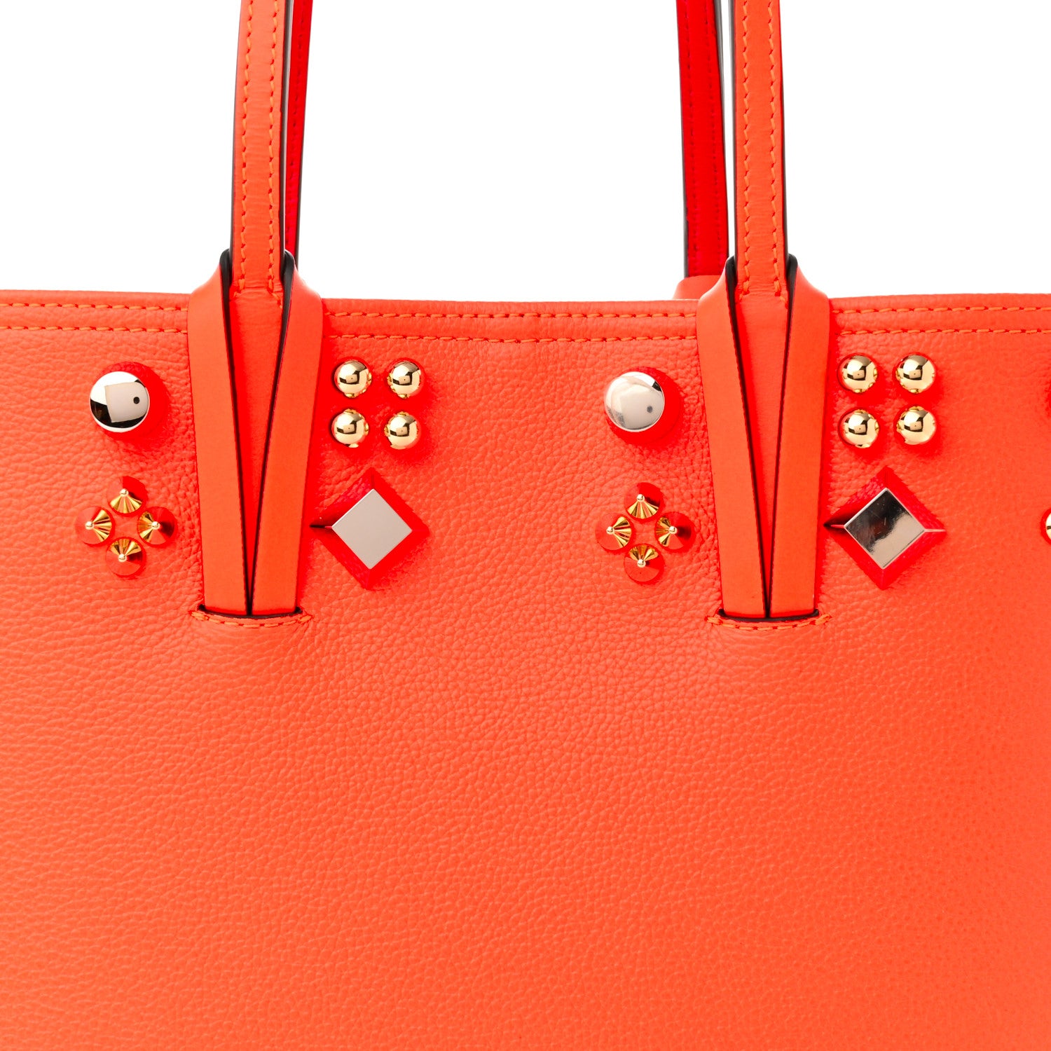 Christian Louboutin Calfskin Empire Spike Studded East West Cabata Tote Sunrise Multicolor 9 of 11