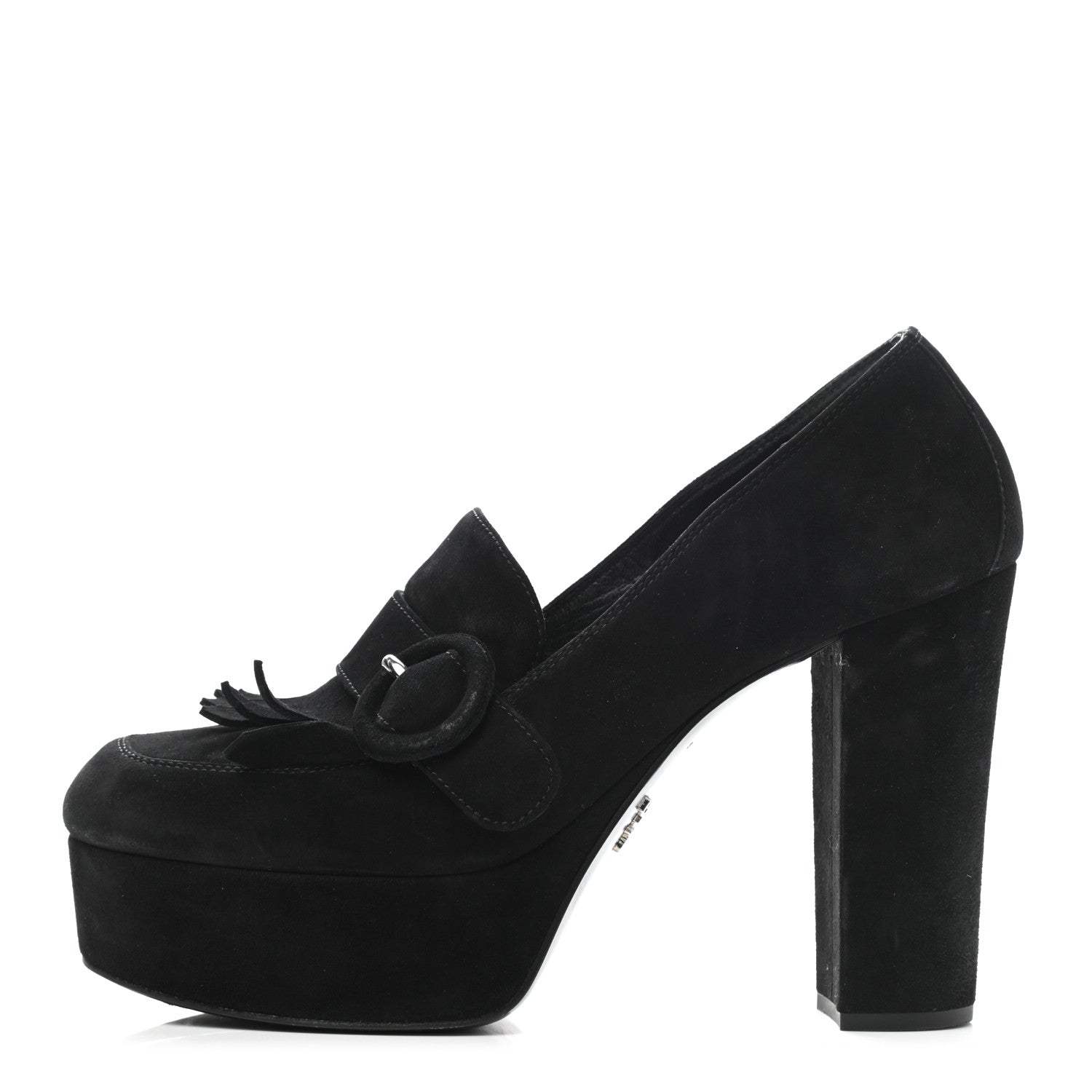 Prada Suede Kiltie 110 Platform Pumps 37 Black 1 of 8