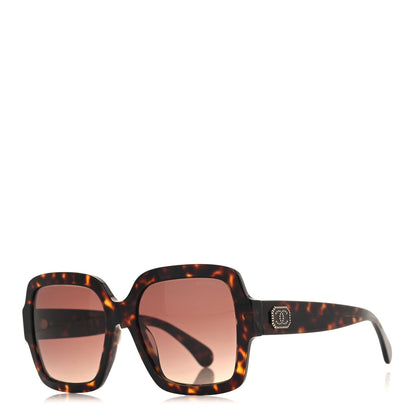 Chanel Acetate Square Strass CC Sunglasses 5479-A Tortoise 1 of 8