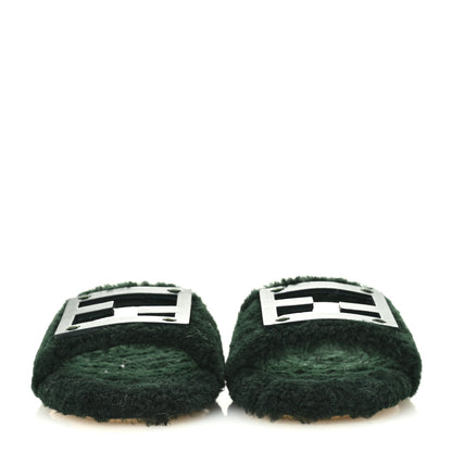 Fendi Shearling FF Baguette Slide Sandals 40 Salvia 3 of 9
