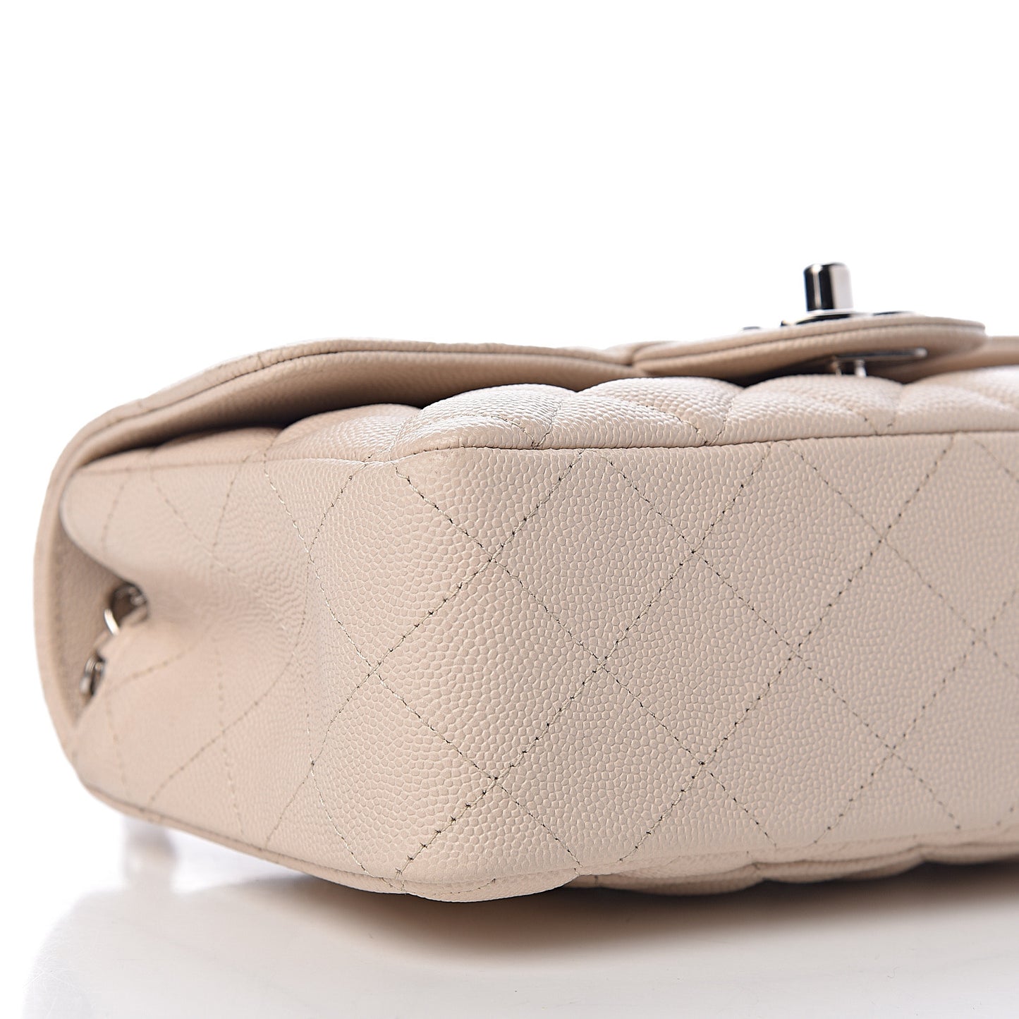 Caviar Quilted Mini Rectangular Flap Light Beige