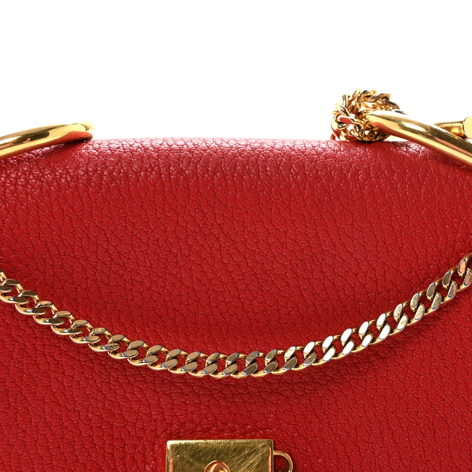 Chloe Grained Lambskin Drew Shoulder Bag Plaid Red 7 of 9