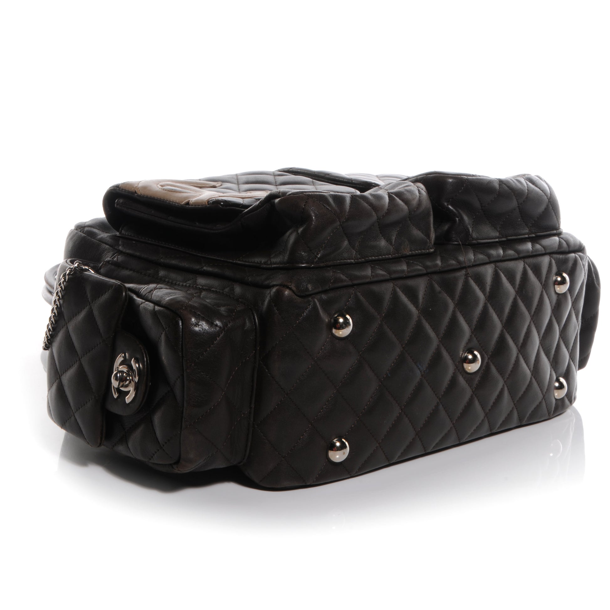 Chanel Calfskin Quilted Large Cambon Multipocket Reporter Brown Beige 4 of 8