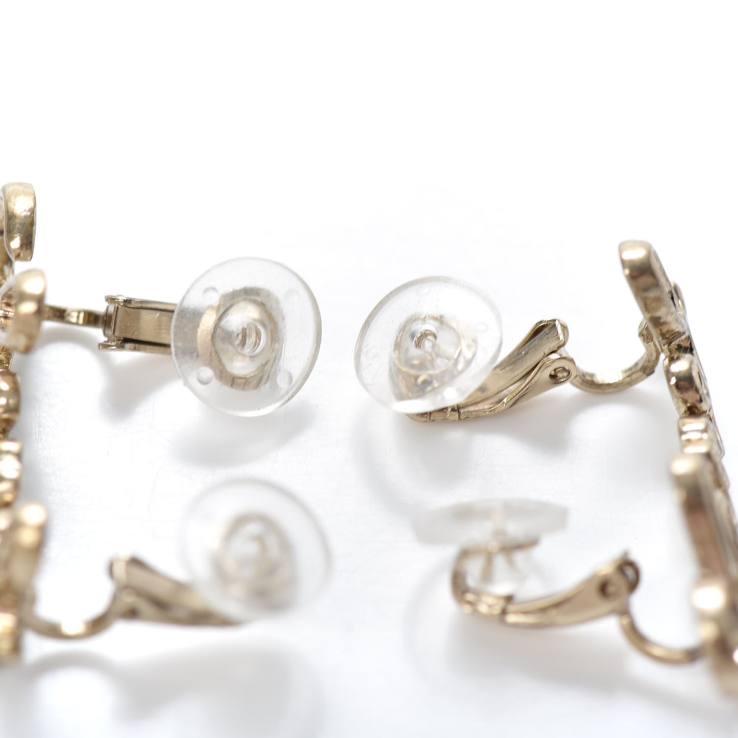 Metal CC Turnlock Climber Clip On Earrings Gold