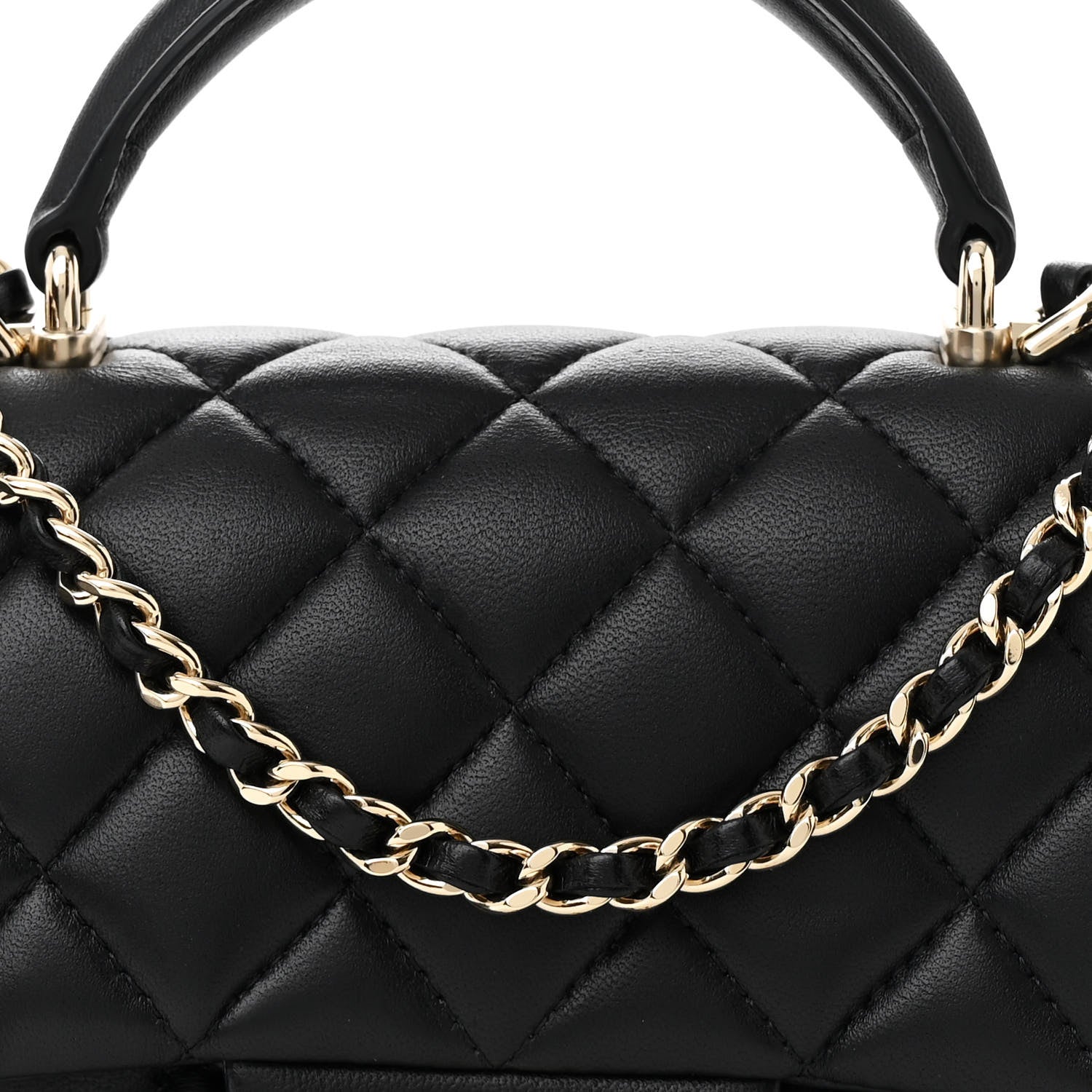Chanel Lambskin Quilted Mini Top Handle Rectangular Flap Black 8 of 10