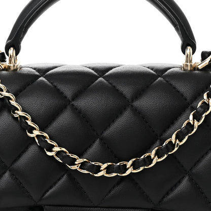 Chanel Lambskin Quilted Mini Top Handle Rectangular Flap Black 8 of 10