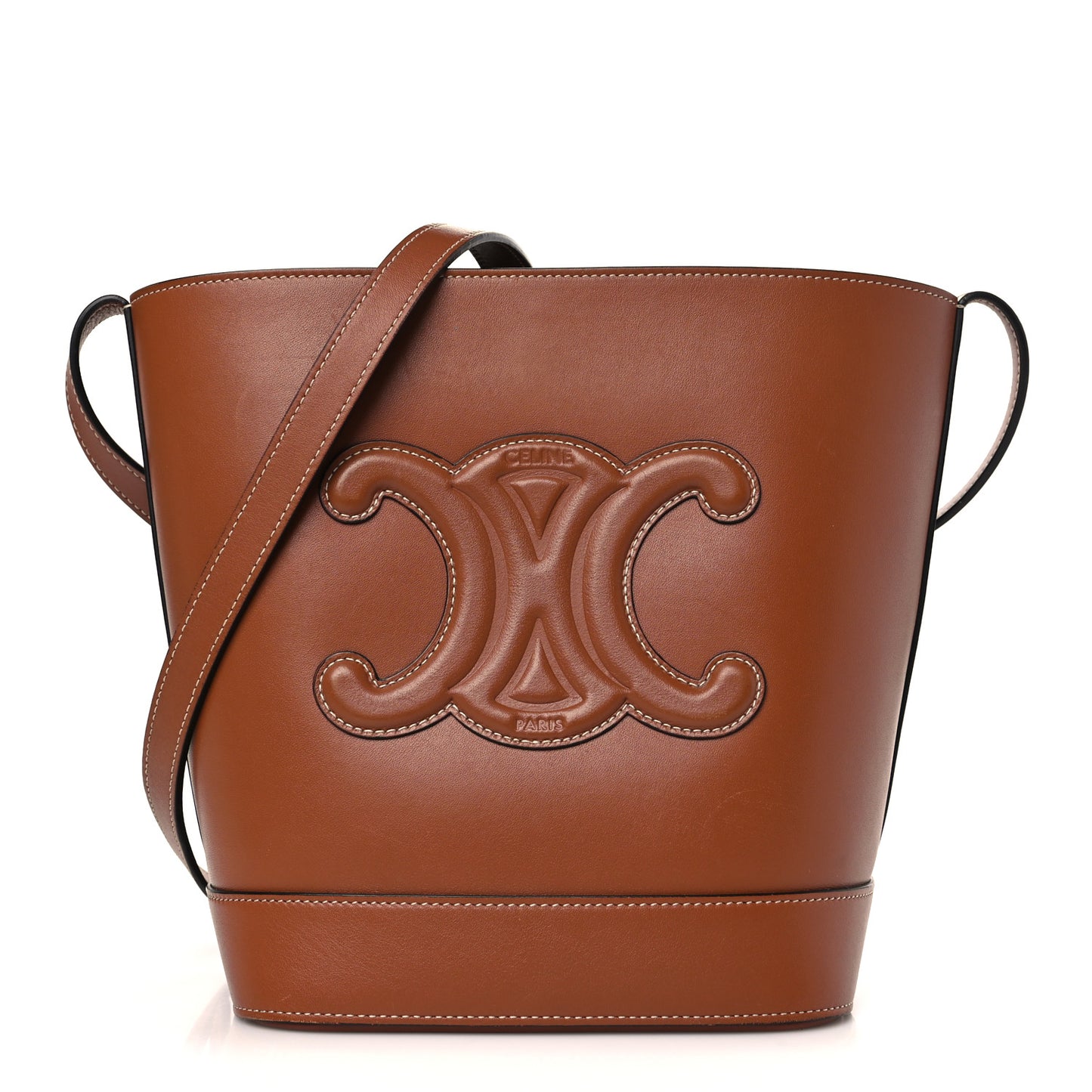 Smooth Calfskin Small Cuir Triomphe Bucket Bag Tan