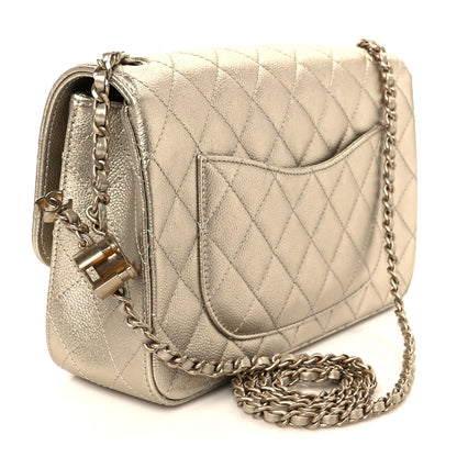 Chanel Metallic Caviar Quilted Medium CC Slide Flap Light Gold 3 of 11