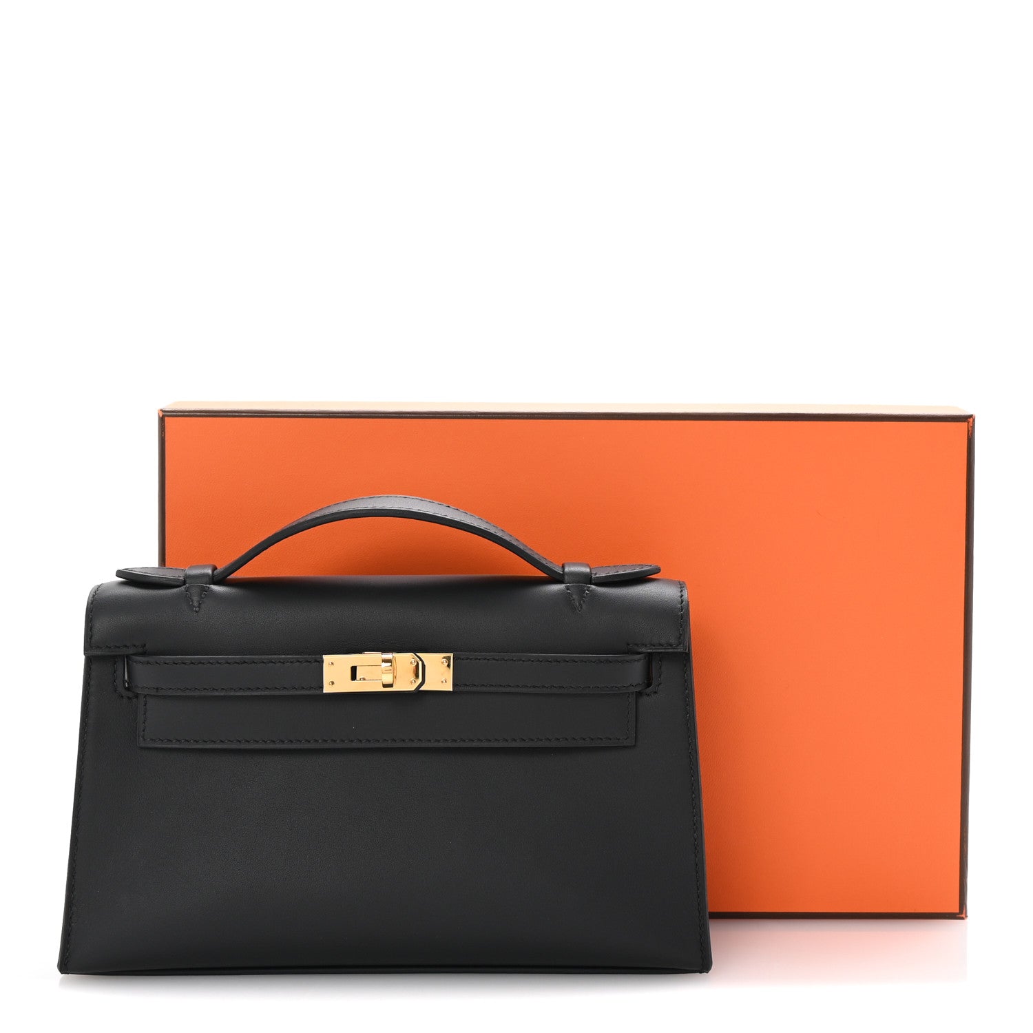 Hermes Swift Kelly Pochette Clutch Black 7 of 7