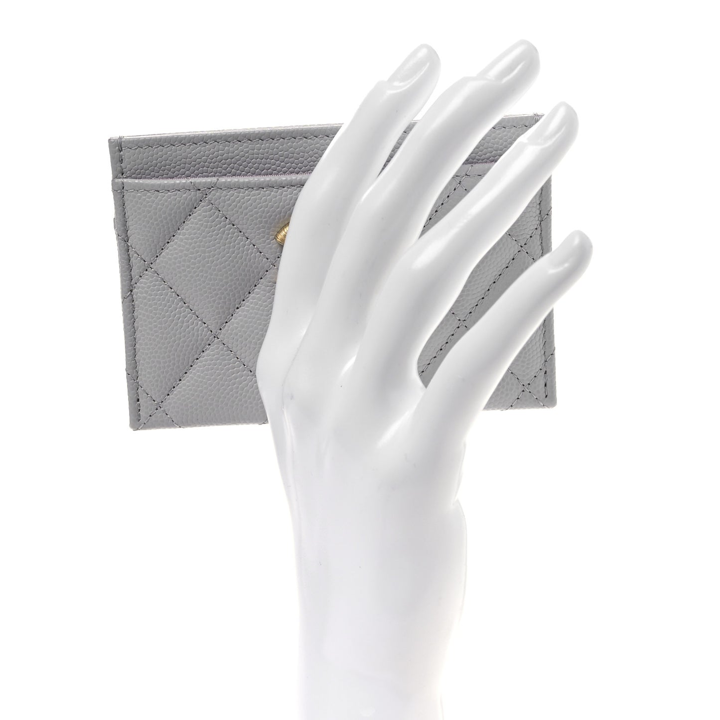 Caviar Quilted Textured CC Card Holder Grey