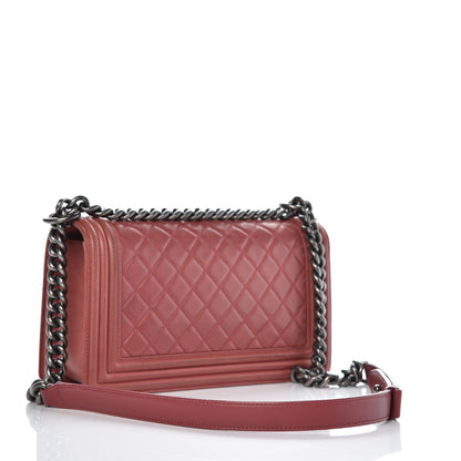 Chanel Lambskin Quilted Medium Boy Flap Dark Pink 3 of 16