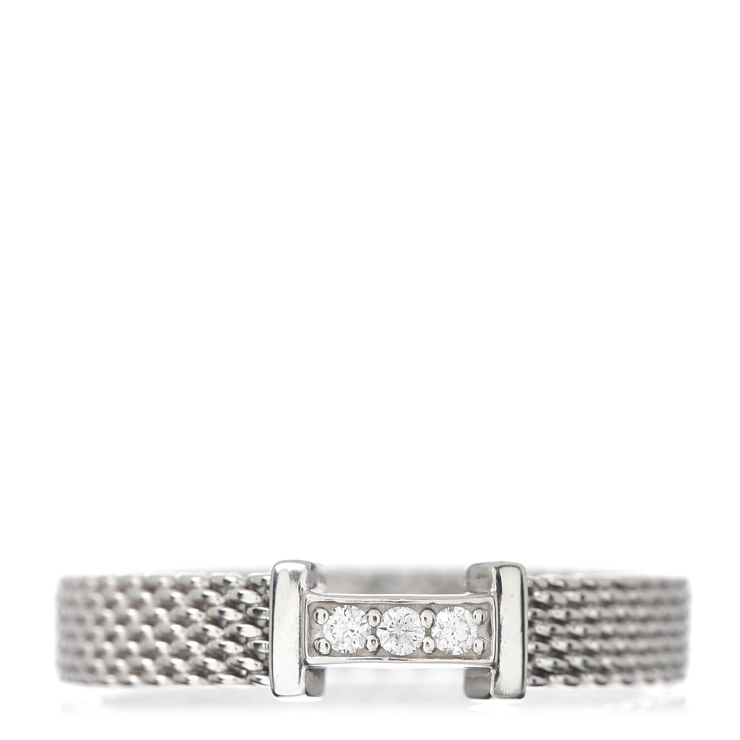 Tiffany Sterling Silver Diamond Narrow Somerset Ring 54 7 1 of 4