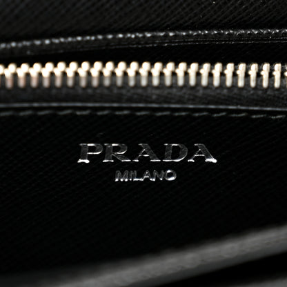 Prada Tessuto Saffiano Triangle Logo Continental Flap Travel Wallet Black 6 of 12