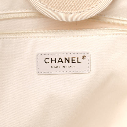 Chanel Canvas Pearl Medium Deauville Tote Ecru Beige 6 of 11