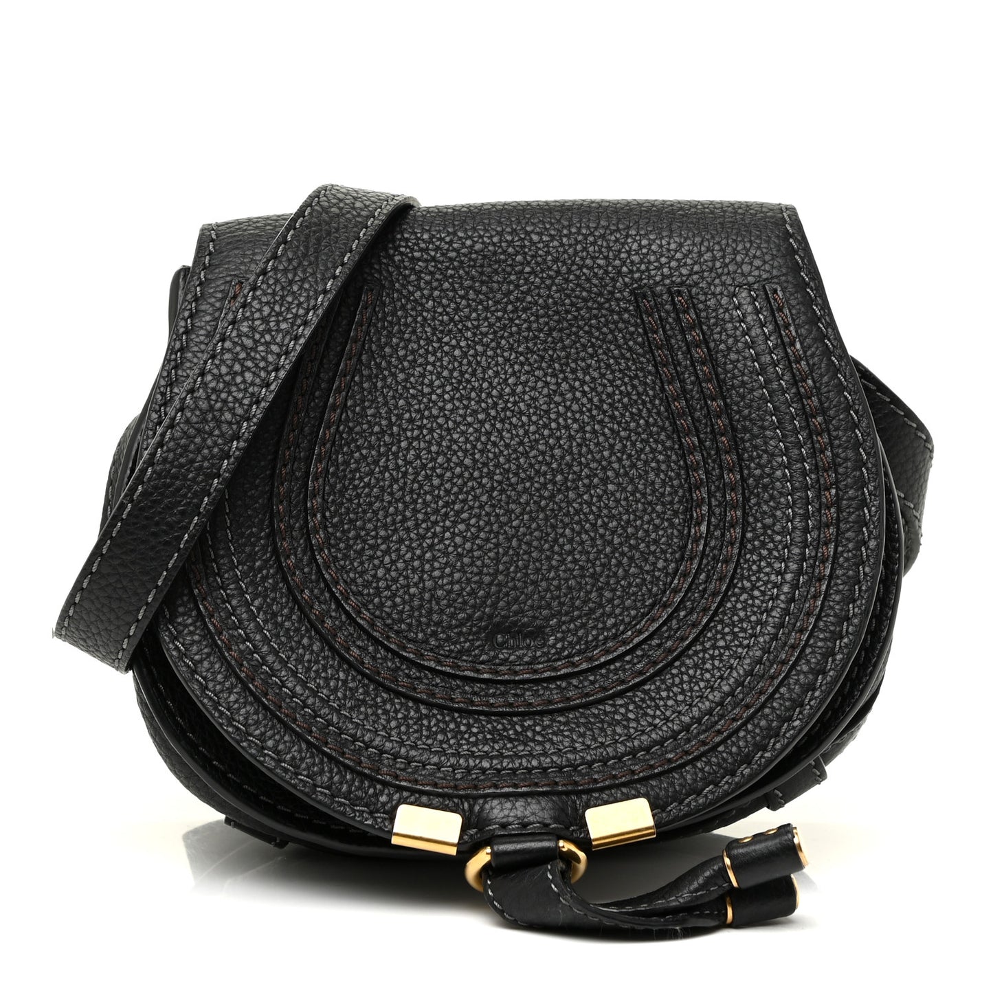 Calfskin Mini Marcie Round Crossbody Bag Black