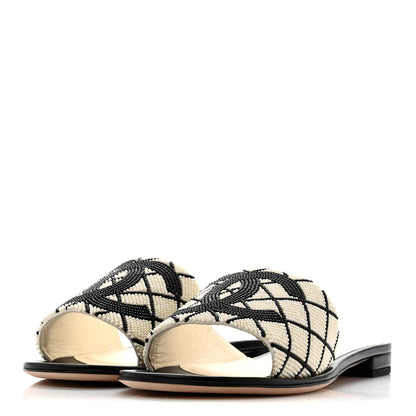 Chanel Pearl Embroidery CC Mules 39.5 Black White 4 of 10